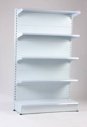 Wall shelf 4 the shelf 1200x540xH2000 with a perforated back without a leg ending with a column