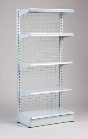 Wall shelf 4 the shelf 1200x540xH2000 with a grid back without a leg ending with a column