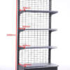 Wall shelf 4 the shelf 1200x540xH2000 with back grid without end leg with column - view 2